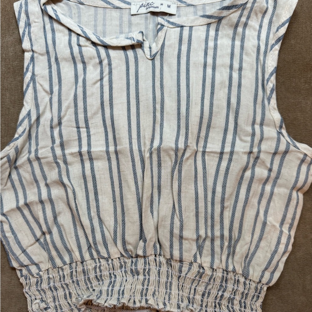 Pinc Navy and Cream Striped Tank Top